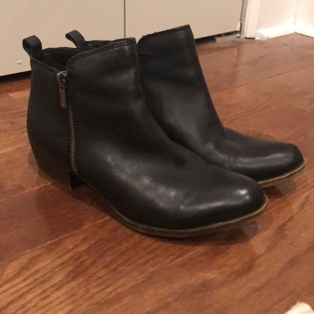 Lucky Brand Black Leather Basel Booties Sz 8.5